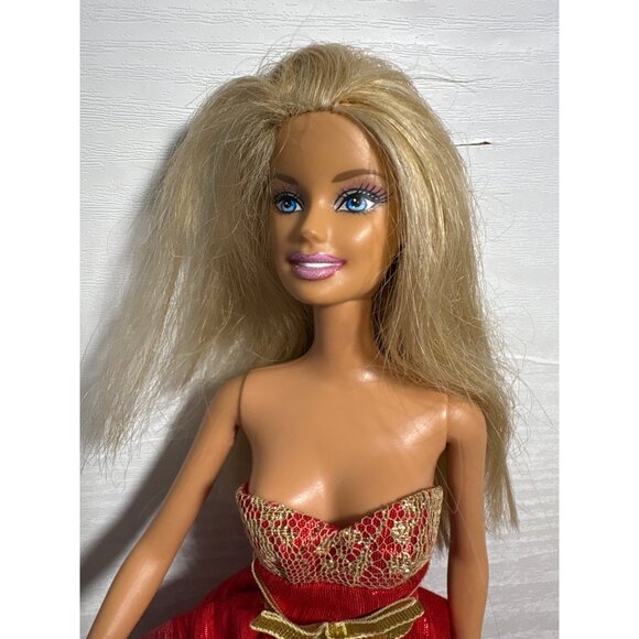 Barbie Doll With Red & Gold Evening Gown  Limited Edition Collectible 2014? - Picture 2 of 10